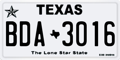 TX license plate BDA3016