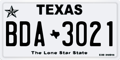 TX license plate BDA3021