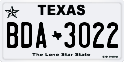 TX license plate BDA3022
