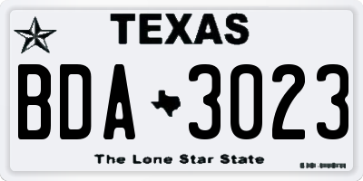 TX license plate BDA3023