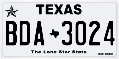 TX license plate BDA3024