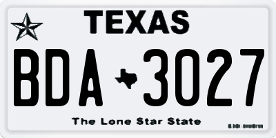 TX license plate BDA3027