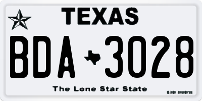 TX license plate BDA3028