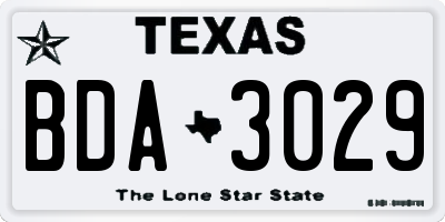 TX license plate BDA3029