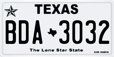 TX license plate BDA3032