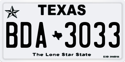TX license plate BDA3033