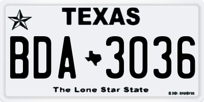 TX license plate BDA3036