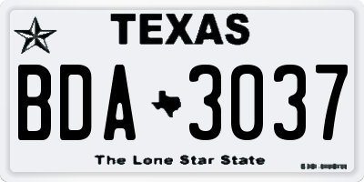 TX license plate BDA3037