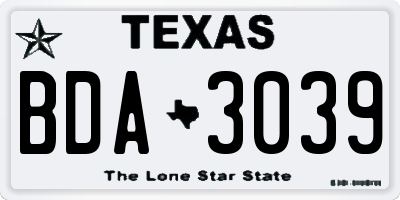 TX license plate BDA3039