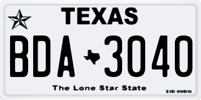 TX license plate BDA3040