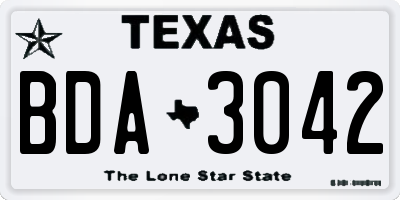 TX license plate BDA3042