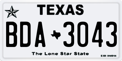 TX license plate BDA3043