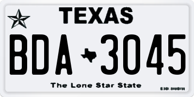 TX license plate BDA3045