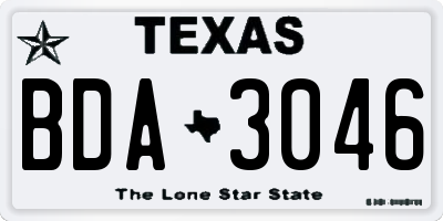 TX license plate BDA3046