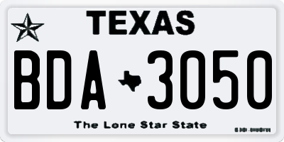 TX license plate BDA3050