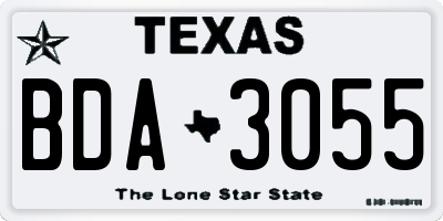 TX license plate BDA3055