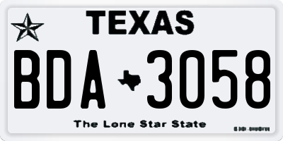 TX license plate BDA3058