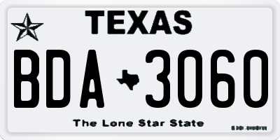 TX license plate BDA3060