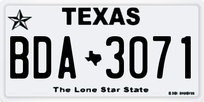 TX license plate BDA3071