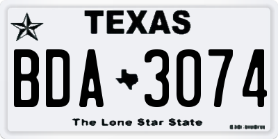 TX license plate BDA3074