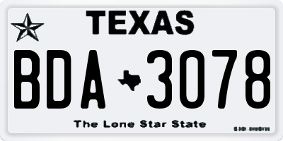 TX license plate BDA3078