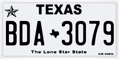 TX license plate BDA3079