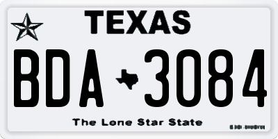 TX license plate BDA3084