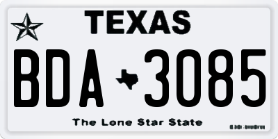 TX license plate BDA3085