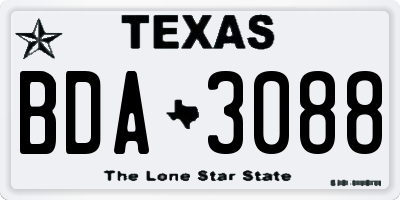 TX license plate BDA3088