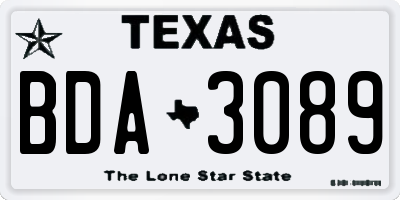 TX license plate BDA3089