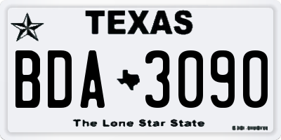 TX license plate BDA3090
