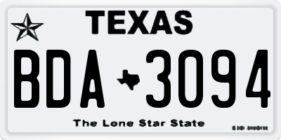 TX license plate BDA3094