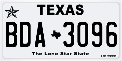 TX license plate BDA3096