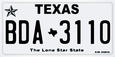 TX license plate BDA3110