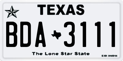 TX license plate BDA3111