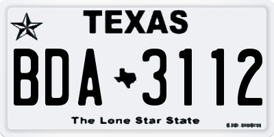 TX license plate BDA3112