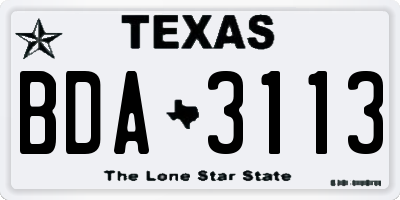 TX license plate BDA3113
