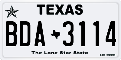 TX license plate BDA3114