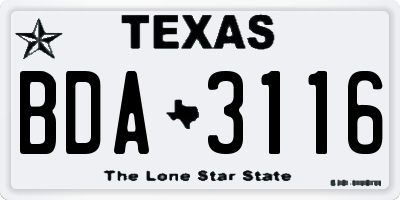 TX license plate BDA3116
