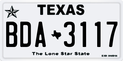 TX license plate BDA3117
