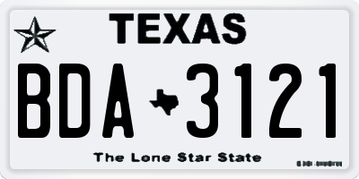 TX license plate BDA3121