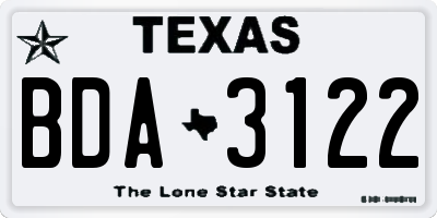 TX license plate BDA3122