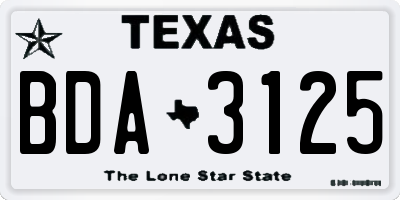 TX license plate BDA3125