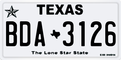 TX license plate BDA3126