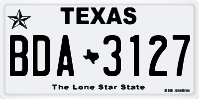 TX license plate BDA3127