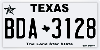 TX license plate BDA3128