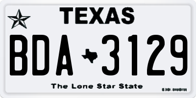 TX license plate BDA3129