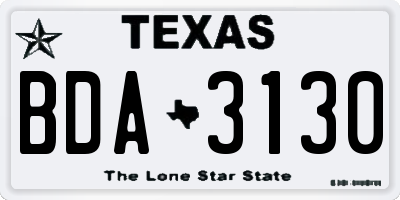 TX license plate BDA3130
