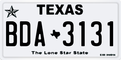 TX license plate BDA3131