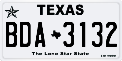 TX license plate BDA3132